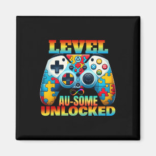 Level Au-some Unlocked Video Game Controller Autis Magnet