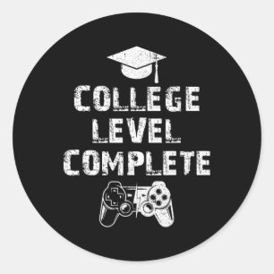 Level Complete Vintage Funny Video Gamer Graduatio Classic Round Sticker