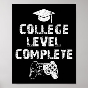 Level Complete Vintage Funny Video Gamer Graduatio Poster
