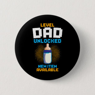 Level Dad Unlocked Pregnancy Announcement Gamer Fa 6 Cm Round Badge
