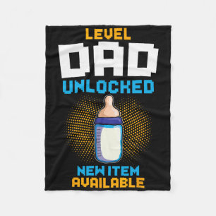 Level Dad Unlocked Pregnancy Announcement Gamer Fa Fleece Blanket