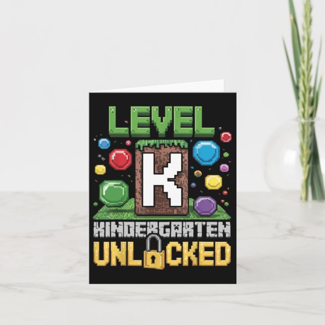 Level Kindergarten Unlocked Video Game Funny Back  Card (Front)