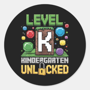Level Kindergarten Unlocked Video Game Funny Back Classic Round Sticker