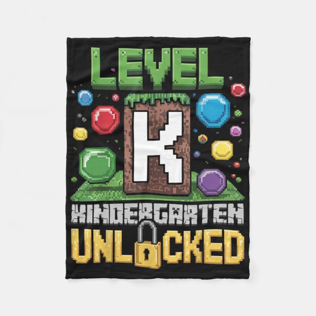 Level Kindergarten Unlocked Video Game Funny Back  Fleece Blanket (Front)