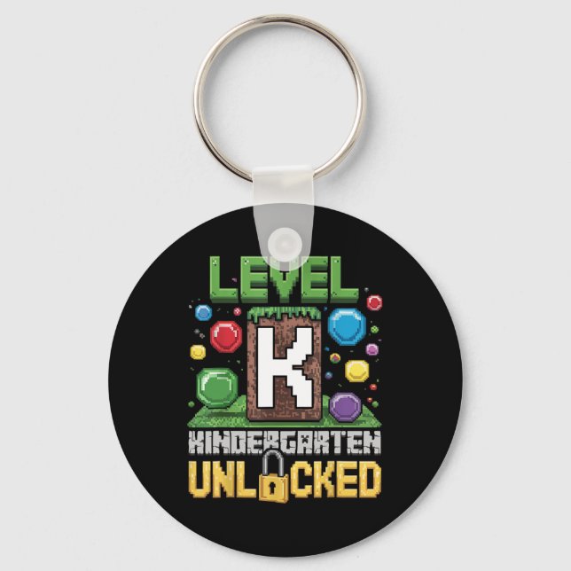 Level Kindergarten Unlocked Video Game Funny Back  Key Ring (Front)