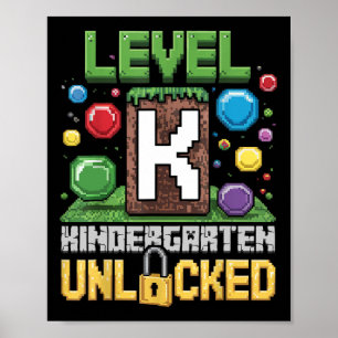 Level Kindergarten Unlocked Video Game Funny Back Poster