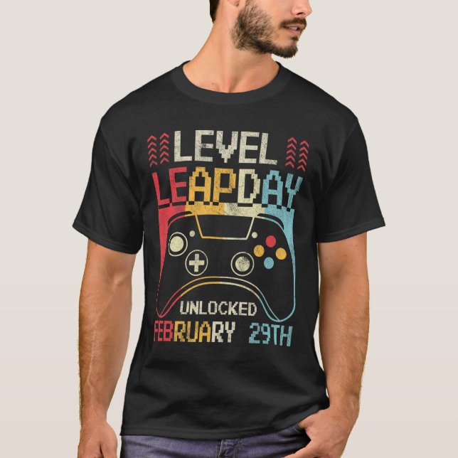 Level Leap Day Unlocked Video Game Controller Game T-Shirt (Front)