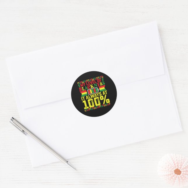 Level Of Blackness Juneteenth Black History  Classic Round Sticker (Envelope)