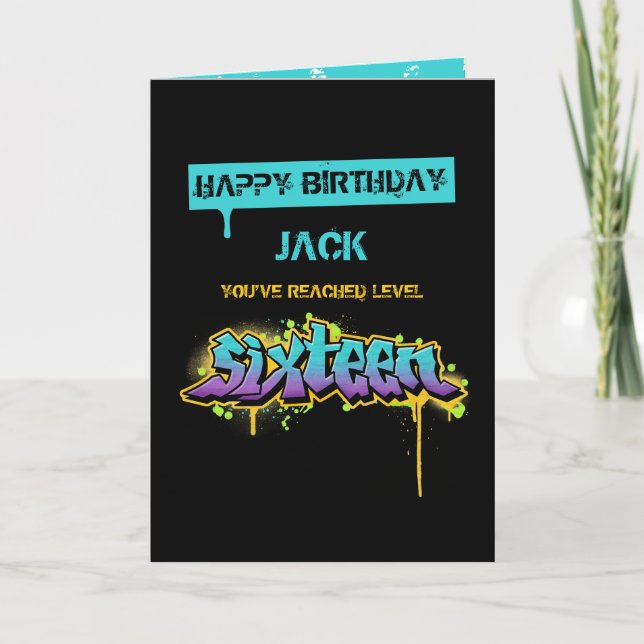 Level Sixteen Birthday Card (Front)