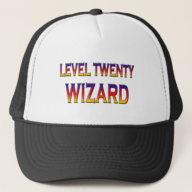 Level twenty wizard trucker hat (Front)