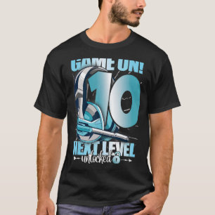 Level Unlocked 10th Birthday 10 Years Boy Girl Gam T-Shirt