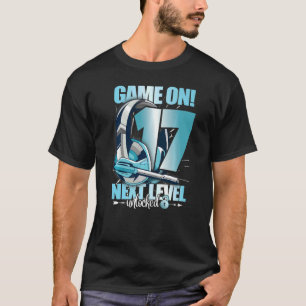 Level Unlocked 17th Birthday 17 Years Boy Girl Gam T-Shirt