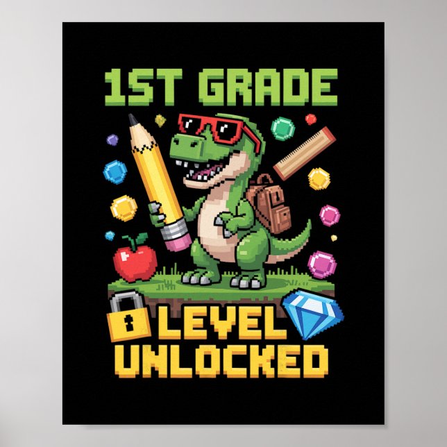 Level Unlocked 1st Grade Dinosaur Ck To School Gam Poster (Front)