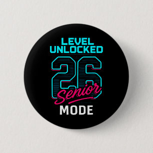 Level Unlocked 2026 Senior Mode Gamer Senior Cl Of 6 Cm Round Badge