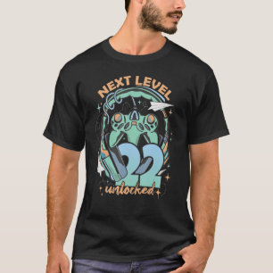 Level Unlocked 22nd Birthday Men Women 22 Years Ga T-Shirt