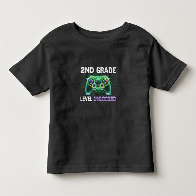 Level Unlocked 2nd Grade Gamer Back To School  Toddler T-Shirt (Front)