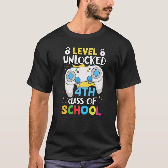 Level Unlocked 4th Grade Primary School Schulkind  T-Shirt (Front)