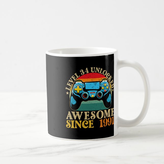 Level &#  Unlocked Awesome Since 1991 &# th Birt Coffee Mug (Right)
