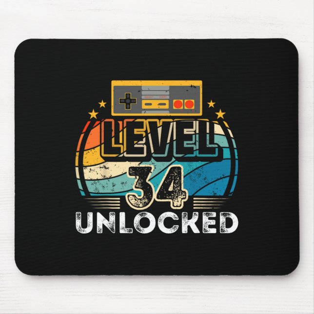 Level &#  Unlocked Birthday Boy &# th Video Game Mouse Pad (Front)