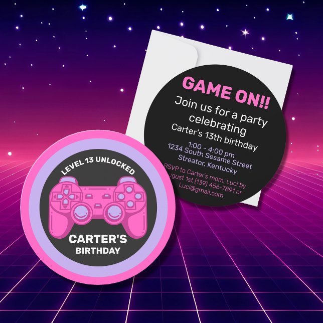 Level Unlocked Birthday Gamer Personalised (A fun invitation for anyone who loves video games. )