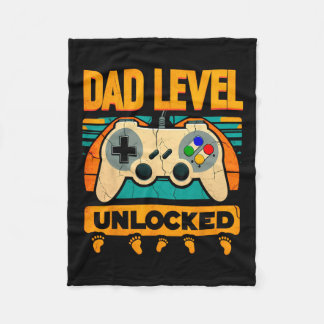 Level Unlocked Father39s Day New Dad  Fleece Blanket