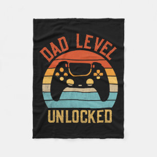 Level Unlocked - Game Lover Gamer Soon To Be Fathe Fleece Blanket