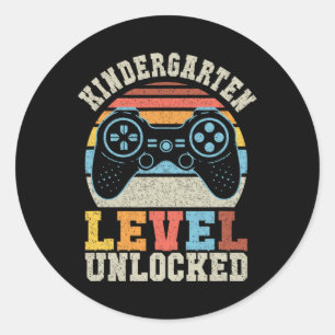 Level Unlocked Gamer 1st Day Of School Boys 1 Classic Round Sticker
