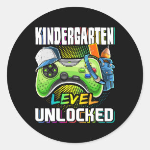 Level Unlocked Video Game Back To School Boys Classic Round Sticker