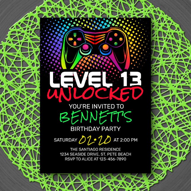 Level Unlocked Video Game Birthday Invitation (Creator Uploaded)