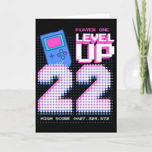 Level Up 22nd Birthday Shirt Funny Video Gamer 22  Card