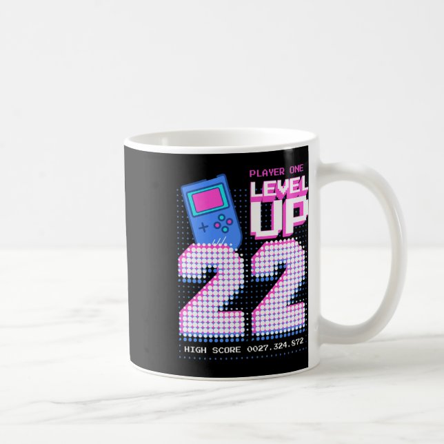 Level Up 22nd Birthday Shirt Funny Video Gamer 22  Coffee Mug (Right)