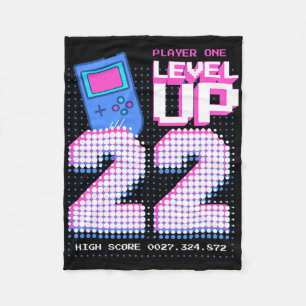 Level Up 22nd Birthday Shirt Funny Video Gamer 22  Fleece Blanket