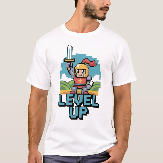 Level Up 8 Bit Motivation T-Shirt (Front)