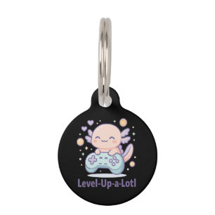 Level-Up-a-Lotl Cute Gamer Axolotl Kawaii Cozy  Pet Tag