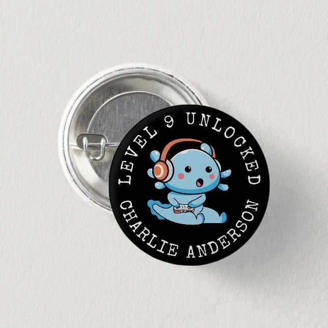 Level Up Axolotl Birthday  3 Cm Round Badge (Front & Back)