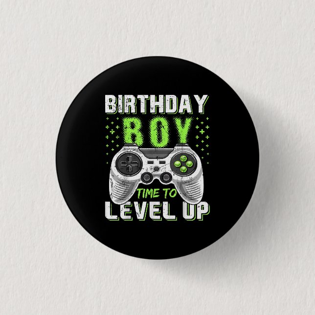 Level Up Birthday Boy Video Game 3 Cm Round Badge (Front)