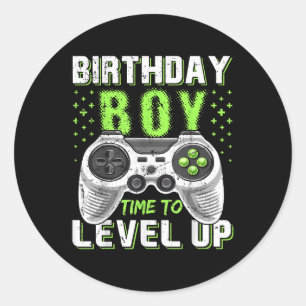 Level Up Birthday Boy Video Game Classic Round Sticker