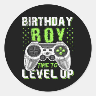 Level Up Birthday Boy Video Game - Clic Fit1 Classic Round Sticker