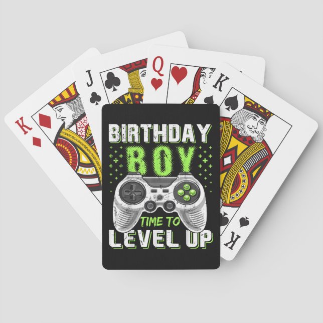 Level Up Birthday Boy Video Game Playing Cards (Back)