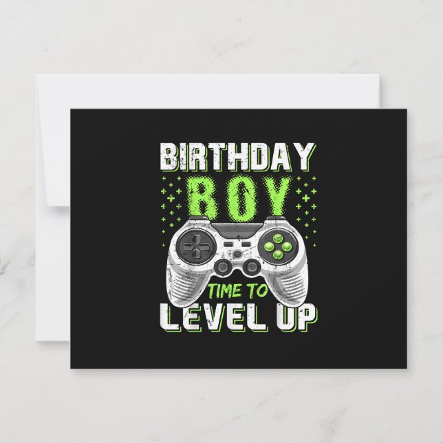 Level Up Birthday Boy Video Game RSVP Card (Front)
