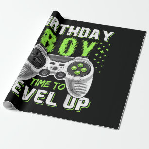 Level Up Birthday Boy Video Game Wrapping Paper