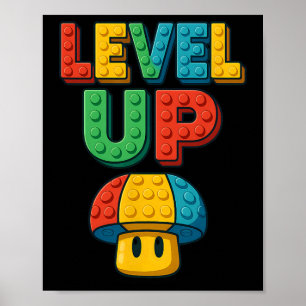 Level Up Block Lettering Powerup Gamer Poster