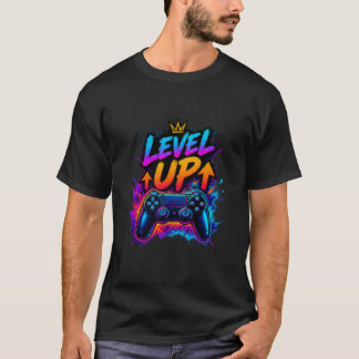 Level Up – Bold Gaming & Motivational Typography T-Shirt