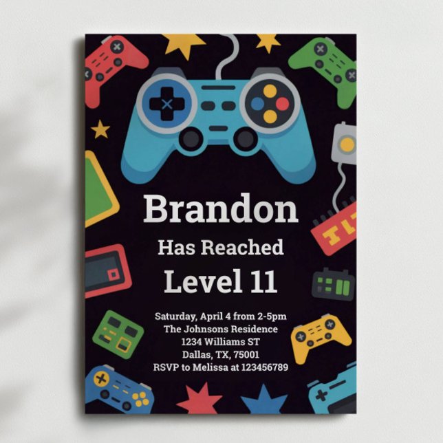 Level Up Boys Gamer 11th Birthday Party Invitation (Creator Uploaded)