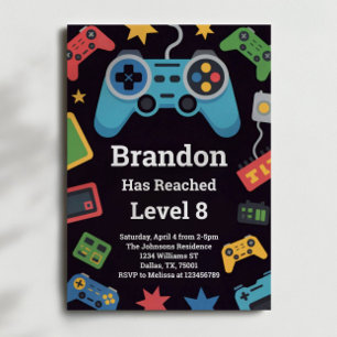 Level Up Boys Gamer 8th Birthday Party Invitation