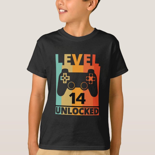 Level up Custom Funny Gamer kids Teen Birthday Boy T-Shirt (Front)