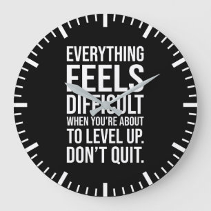 Level Up, Don't Quit - Hustle Success Motivational Large Clock