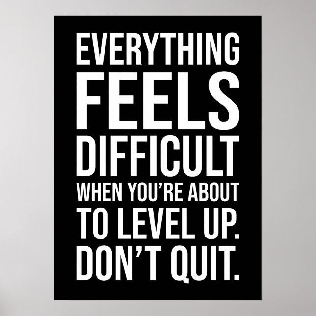 Level Up, Don't Quit - Hustle Success Motivational Poster (Front)