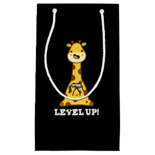 Level Up Funny Giraffe Pun Dark BG Small Gift Bag