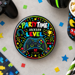 Level Up Gamer 10th Birthday Boy Party 3 Cm Round Badge